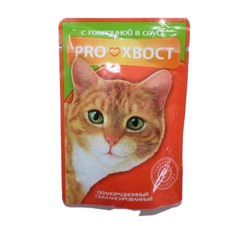 Корм для кошек консервированный ProХвост говядина в соусе 85 гр